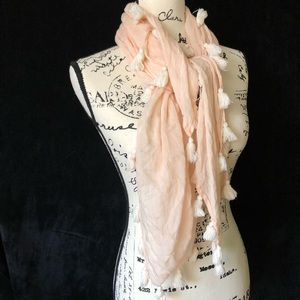 Light Salmon scarf with pom Pom